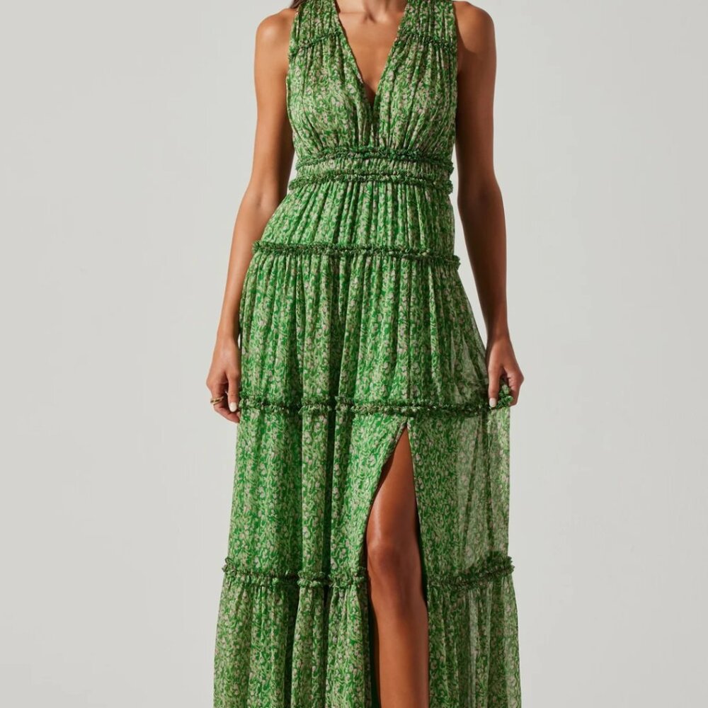 Astr Green Floral Maxi Dress
